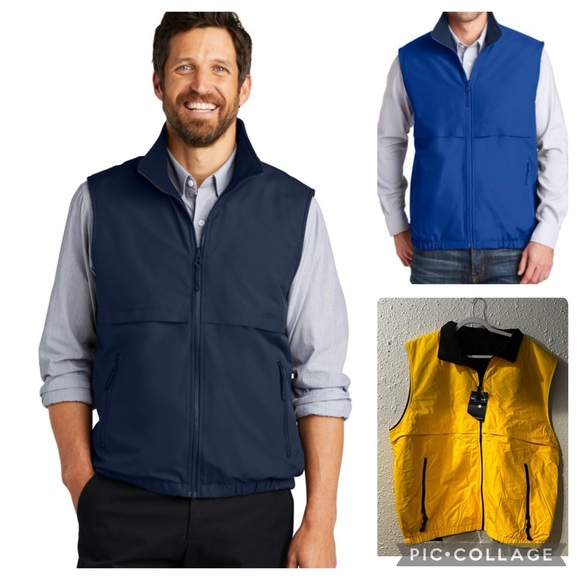 3pc medium Port Authority®  Reversible Terra-Tek™ Nylon and Fleece Vests - Picture 1 of 11